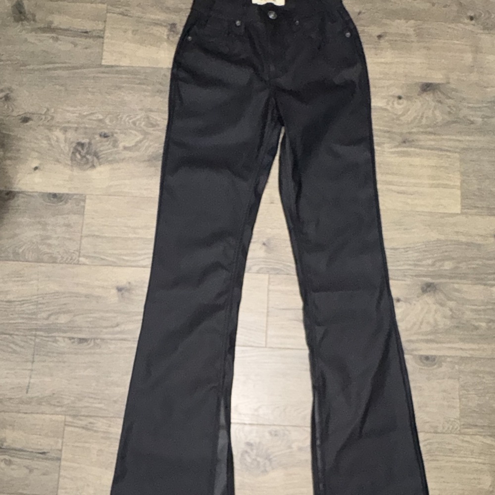 Rock & Roll Denim Women's Black Faux Leather High Rise Bootcut Pants L34 W28 (2)